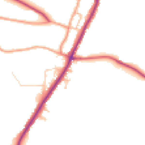 Daytime road noise heatmap for PO36 0BW