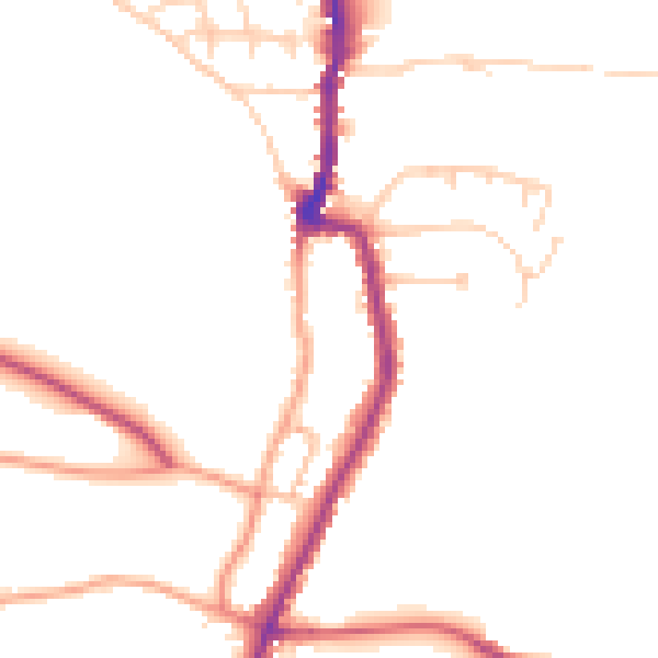 Daytime road noise heatmap for PO36 0DD