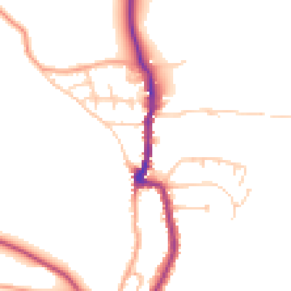 Daytime road noise heatmap for PO36 0DG