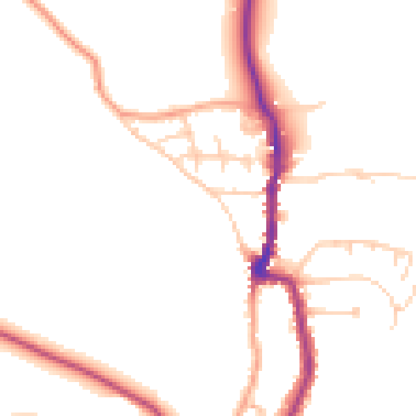 Daytime road noise heatmap for PO36 0DN