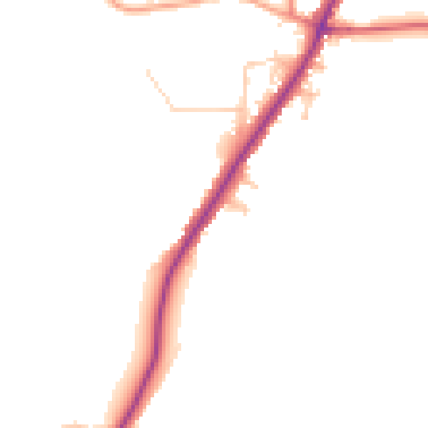 Daytime road noise heatmap for PO36 0EL