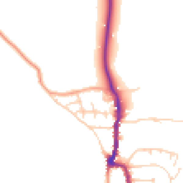 Daytime road noise heatmap for PO36 0HT