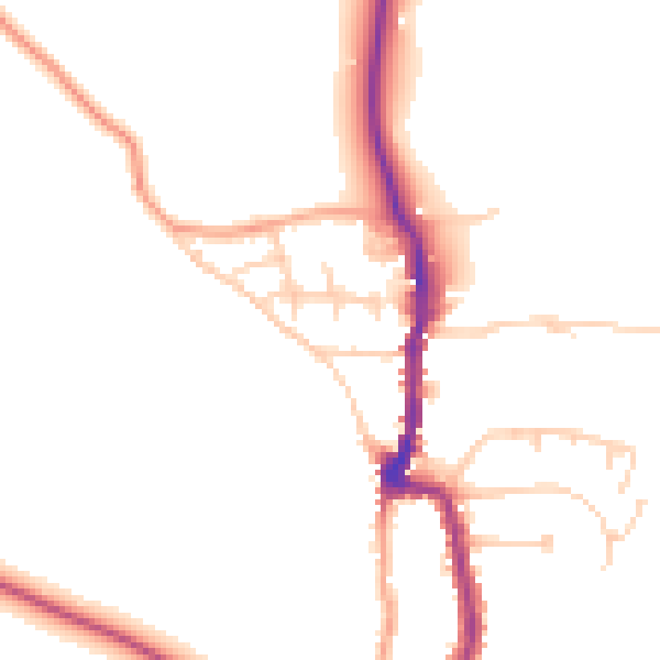 Daytime road noise heatmap for PO36 0HZ