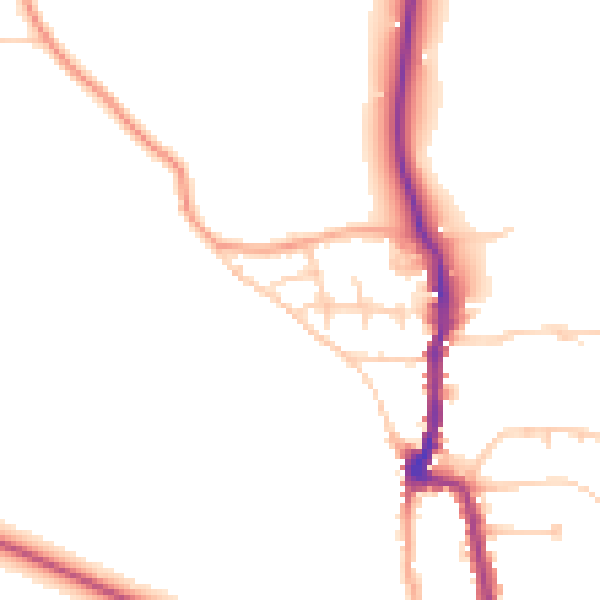 Daytime road noise heatmap for PO36 0JA