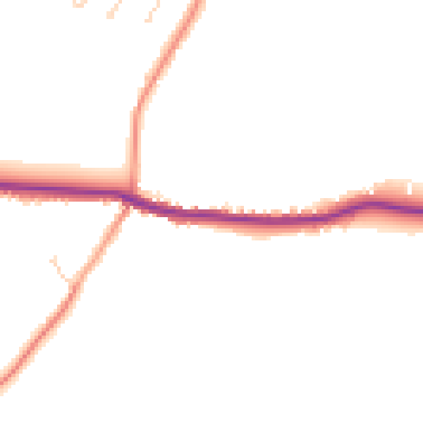 Daytime road noise heatmap for PO36 0JR