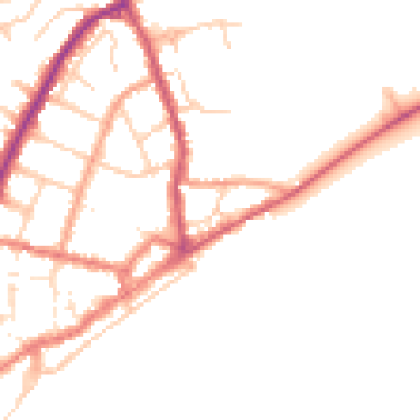 Daytime road noise heatmap for PO36 8AX