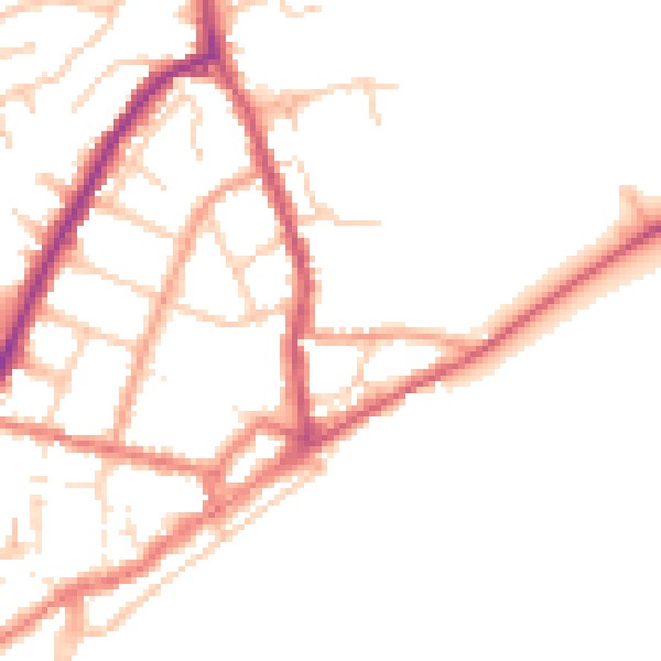 Daytime road noise heatmap for PO36 8BA