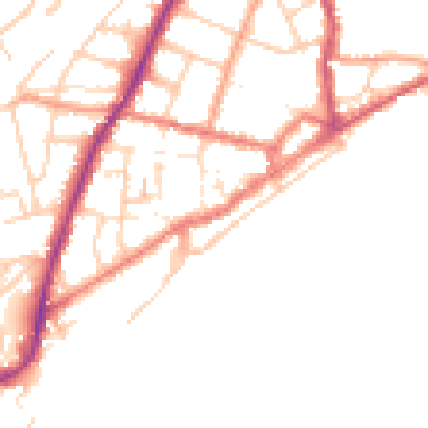 Daytime road noise heatmap for PO36 8DE