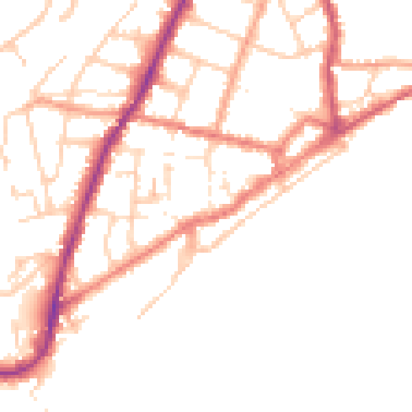Daytime road noise heatmap for PO36 8ER