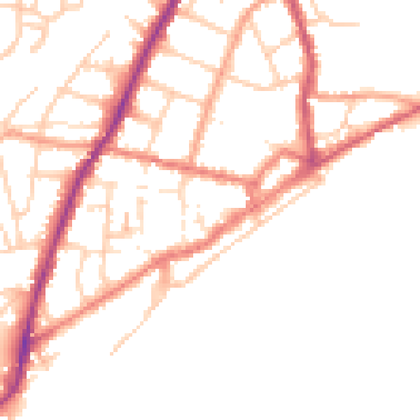 Daytime road noise heatmap for PO36 8ET