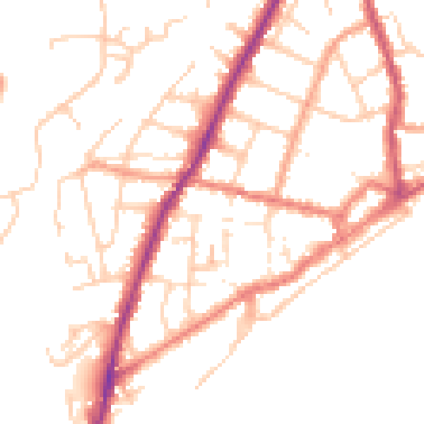 Daytime road noise heatmap for PO36 8JG