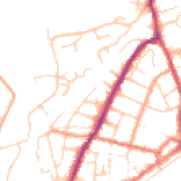 Daytime road noise heatmap for PO36 9BJ