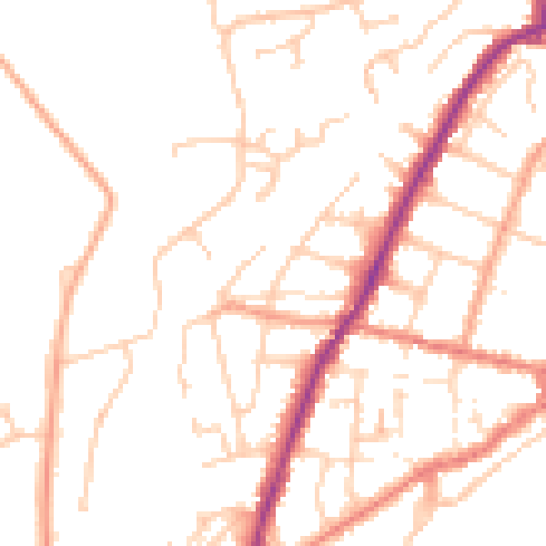 Daytime road noise heatmap for PO36 9BQ
