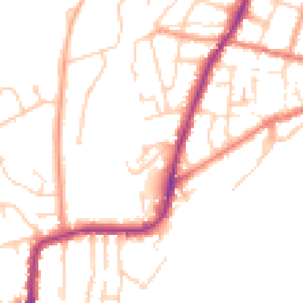 Daytime road noise heatmap for PO36 9ER