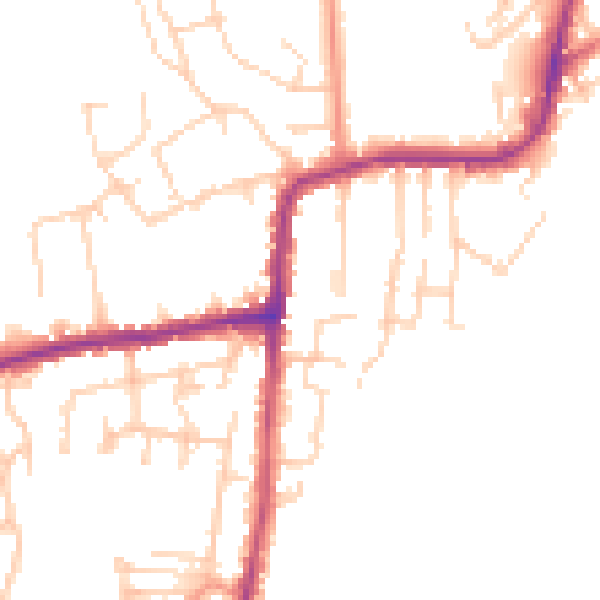 Daytime road noise heatmap for PO36 9GZ