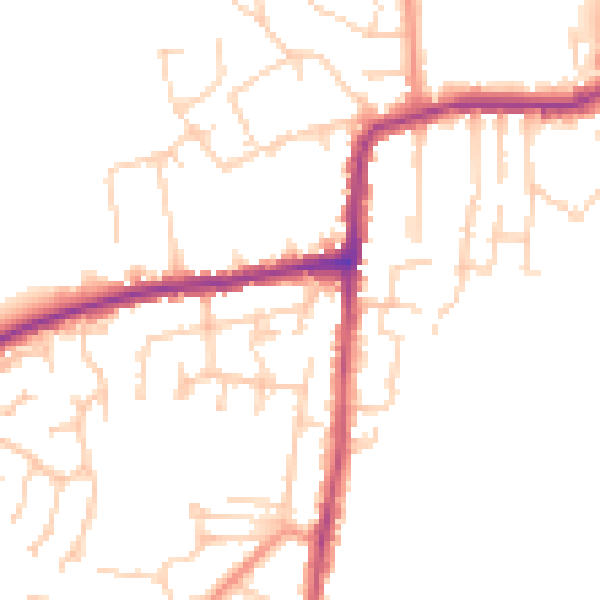 Daytime road noise heatmap for PO36 9LY