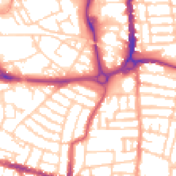 Daytime road noise heatmap for PO5 1AA