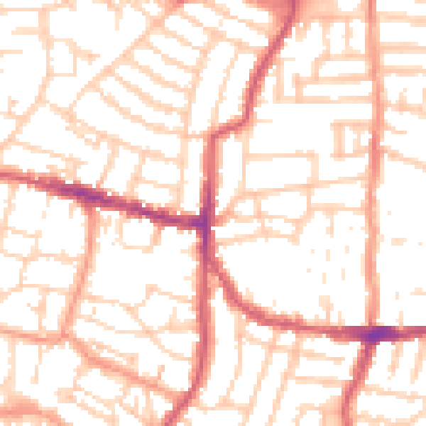 Daytime road noise heatmap for PO5 1AP