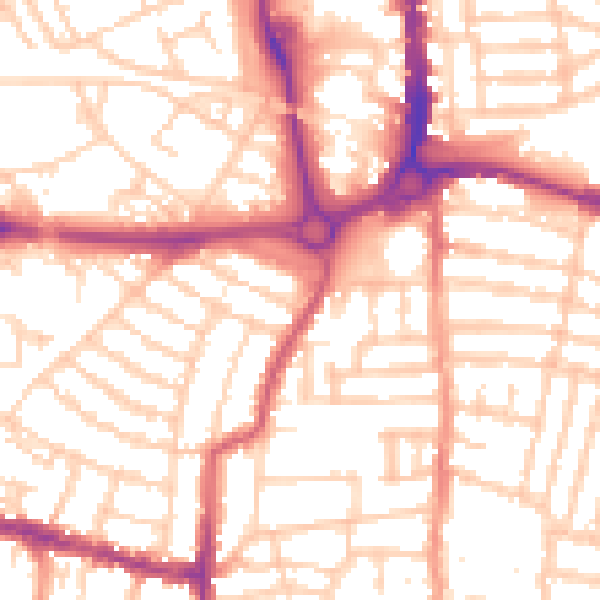 Daytime road noise heatmap for PO5 1AR