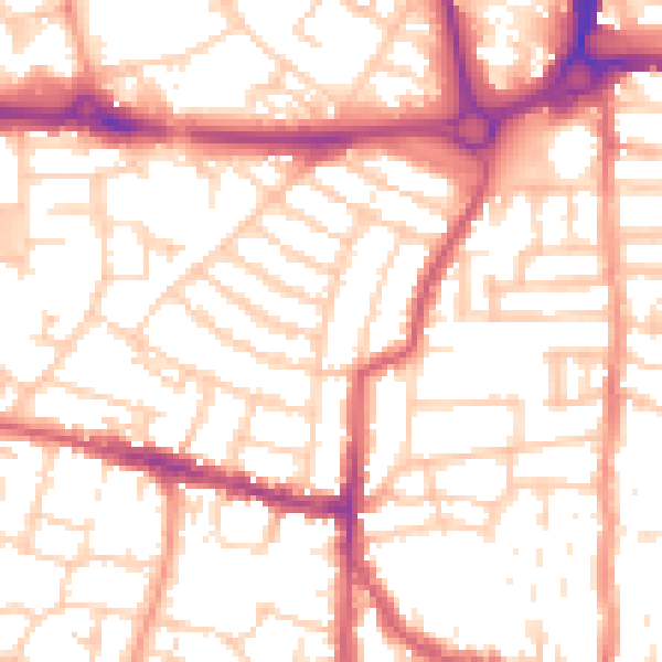 Daytime road noise heatmap for PO5 1EU