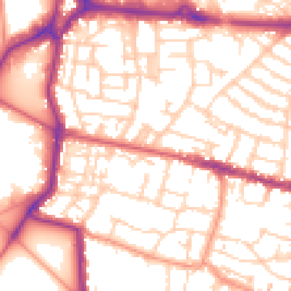 Daytime road noise heatmap for PO5 1JE