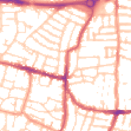 Daytime road noise heatmap for PO5 1PL