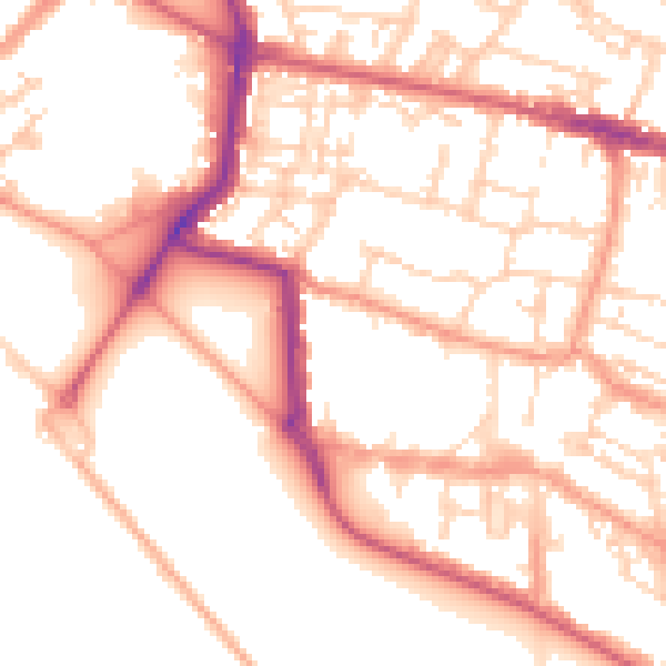 Daytime road noise heatmap for PO5 3JL