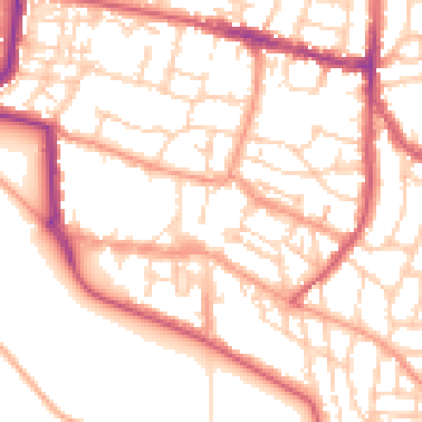 Daytime road noise heatmap for PO5 3QJ