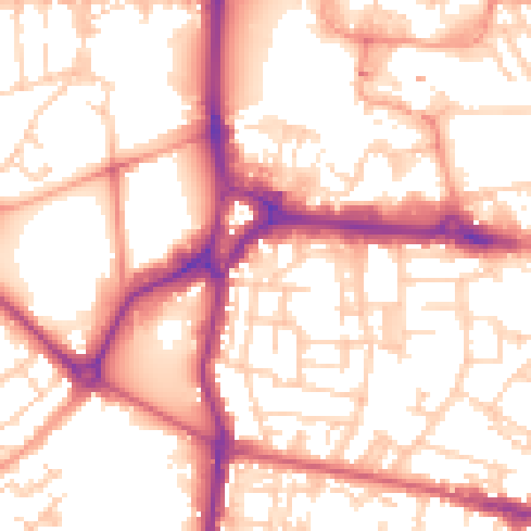 Daytime road noise heatmap for PO5 4AQ