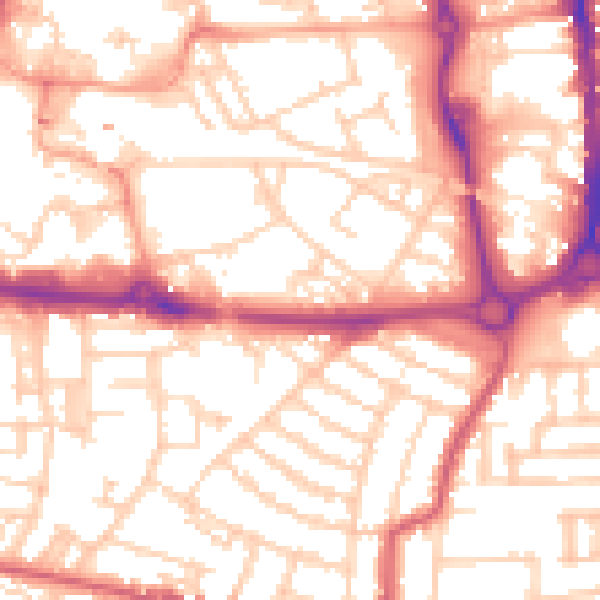 Daytime road noise heatmap for PO5 4FF