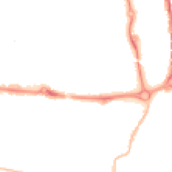 Night-time road noise heatmap for PO5 4NG