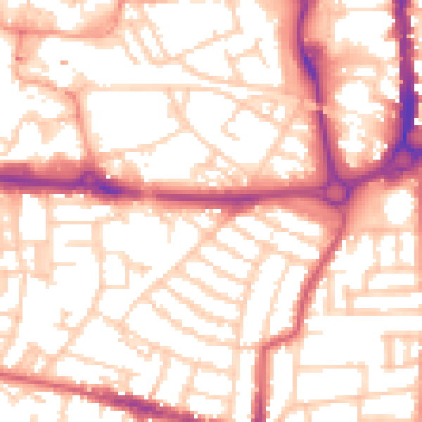 Daytime road noise heatmap for PO5 4QJ