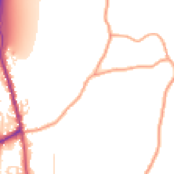 Daytime road noise heatmap for PO8 0AB