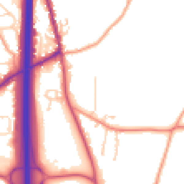 Daytime road noise heatmap for PO8 0DG