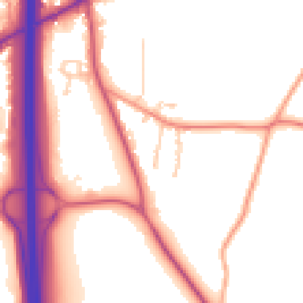 Daytime road noise heatmap for PO8 0DN