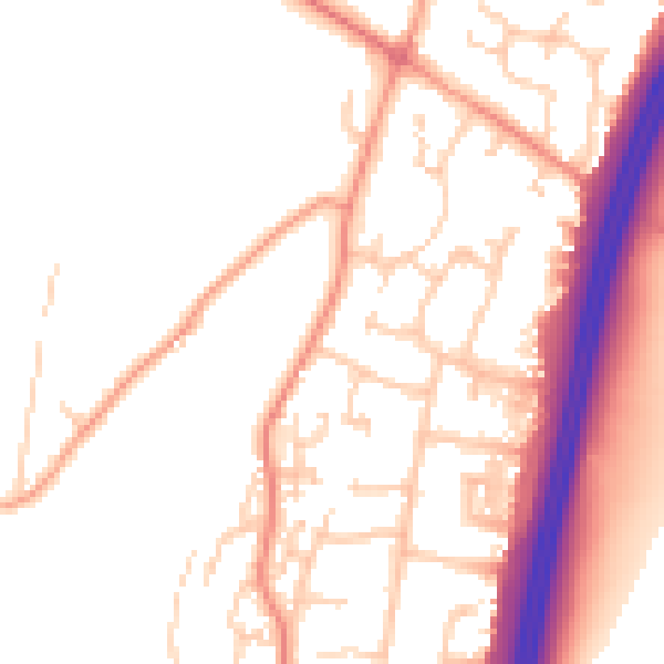 Daytime road noise heatmap for PO8 0NF