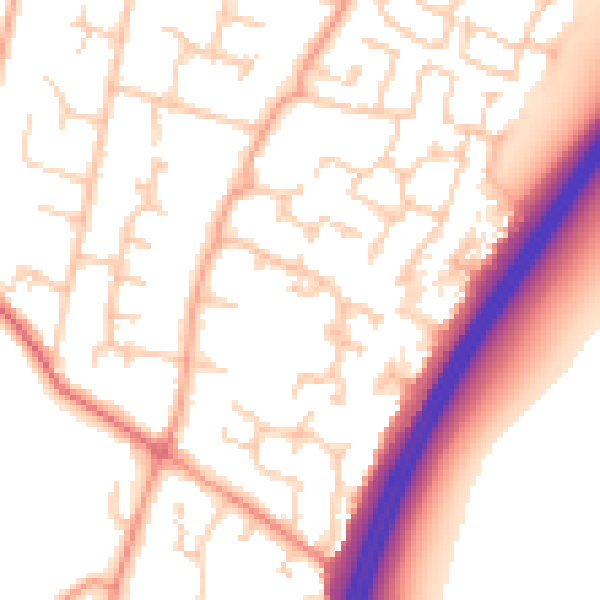Daytime road noise heatmap for PO8 0UD