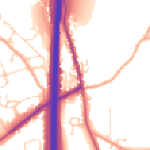 Daytime road noise heatmap for PO8 0UF