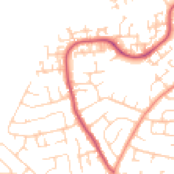 Daytime road noise heatmap for PO8 8QS