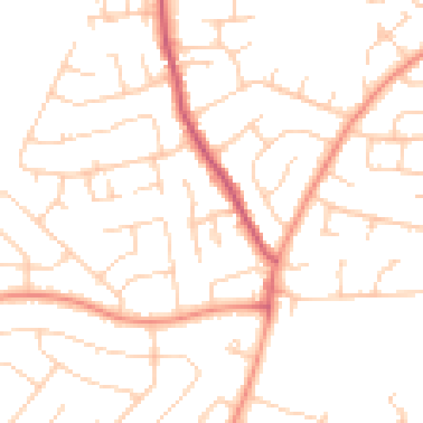 Daytime road noise heatmap for PO8 8RN