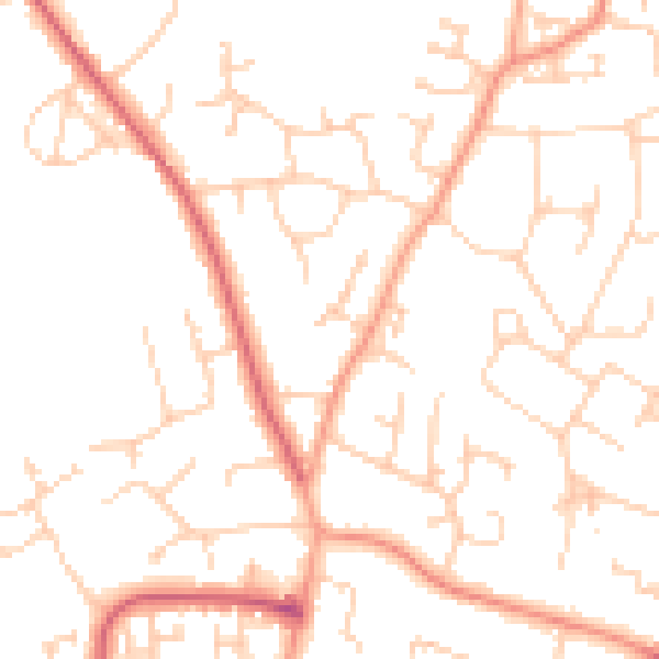 Daytime road noise heatmap for PO8 9US