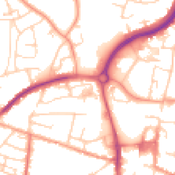 Daytime road noise heatmap for PO9 1DR