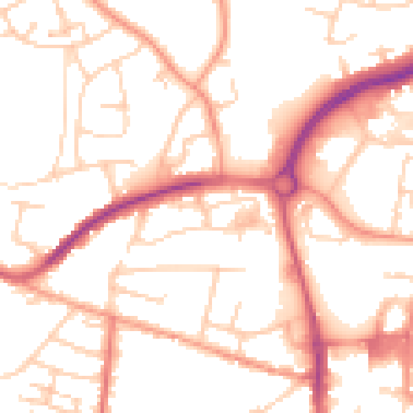 Daytime road noise heatmap for PO9 1DU
