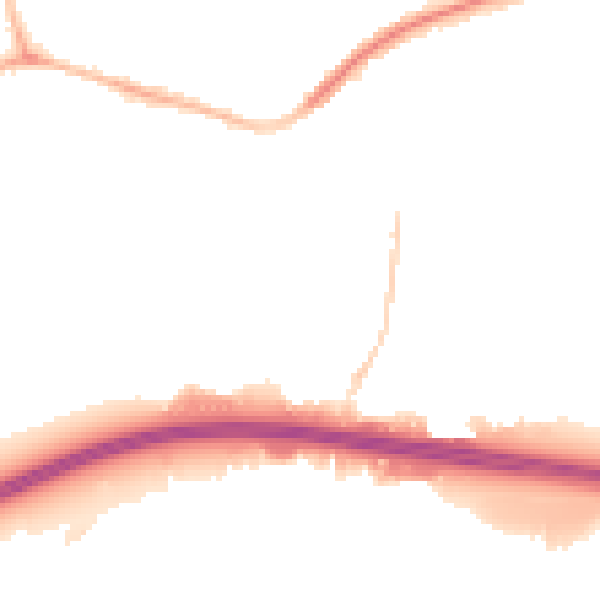 Night-time road noise heatmap for PO9 1FJ