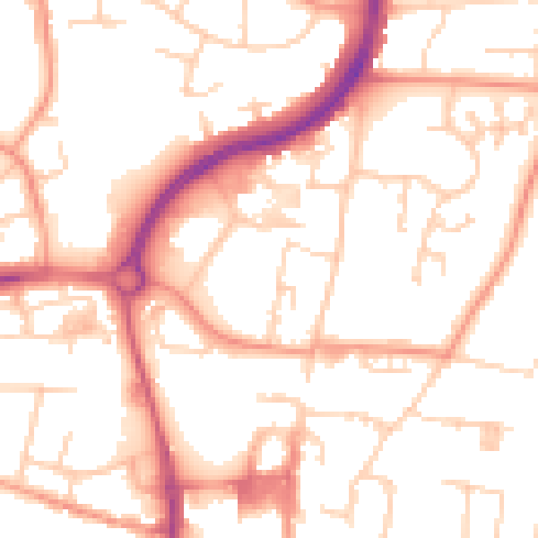 Daytime road noise heatmap for PO9 2AH