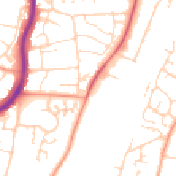 Daytime road noise heatmap for PO9 2DF