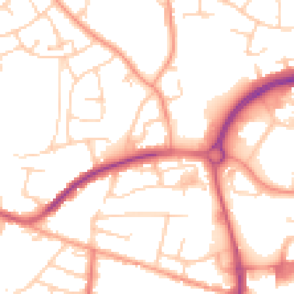 Daytime road noise heatmap for PO9 3BB