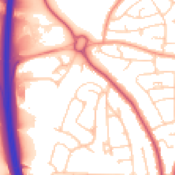 Daytime road noise heatmap for PO9 3QR