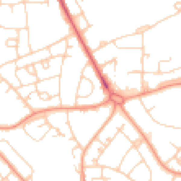 Daytime road noise heatmap for PO9 5AZ