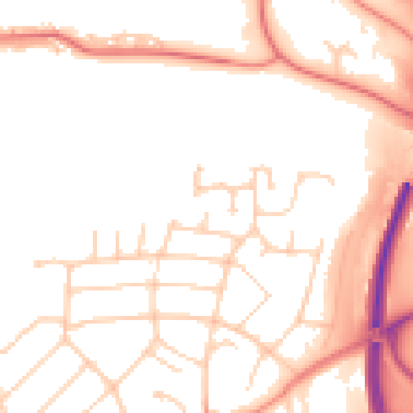 Daytime road noise heatmap for PR1 0AU